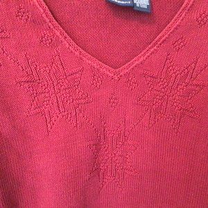 Lizsport - Maroon Snowflake Design Pullover Sweater